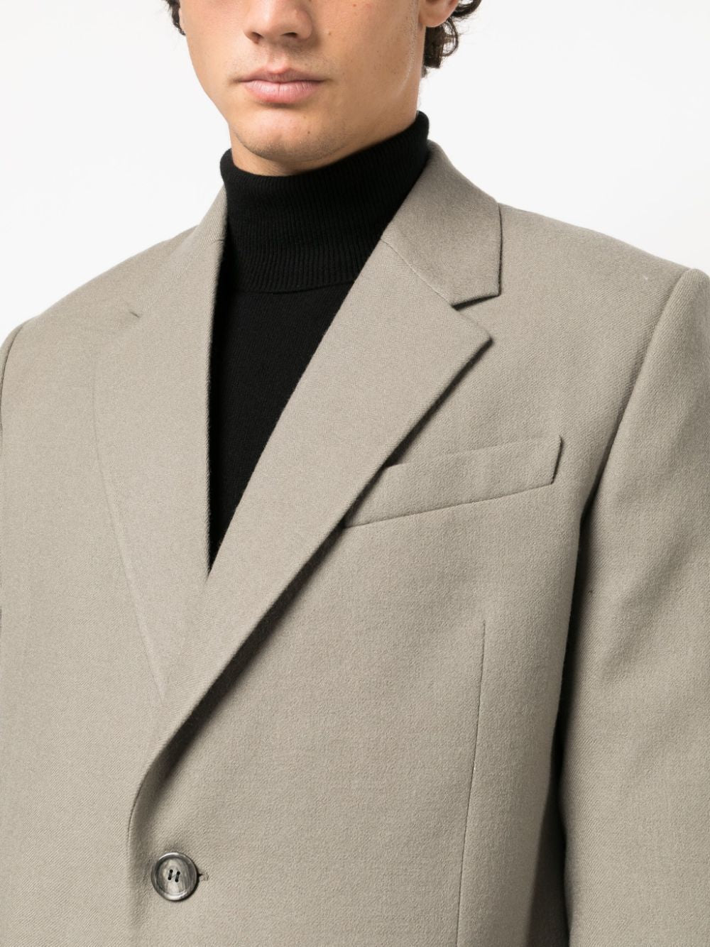 AMI PARIS Men's Wide Single-Breasted Taupe Jacket in Wool for FW23