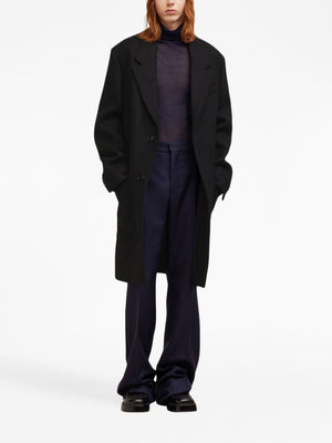 AMI PARIS MEN'S SINGLE-BREASTED BLACK WOOL JACKET FOR FW23