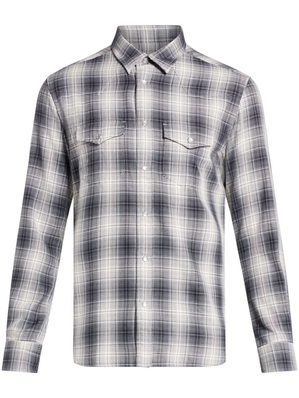 TOM FORD Elegant Grey Checkered Cotton Shirt