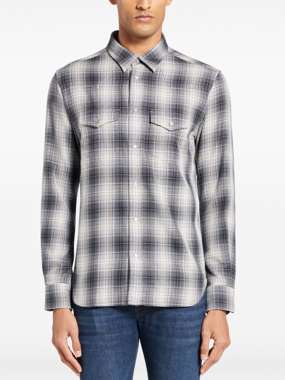 TOM FORD Elegant Grey Checkered Cotton Shirt