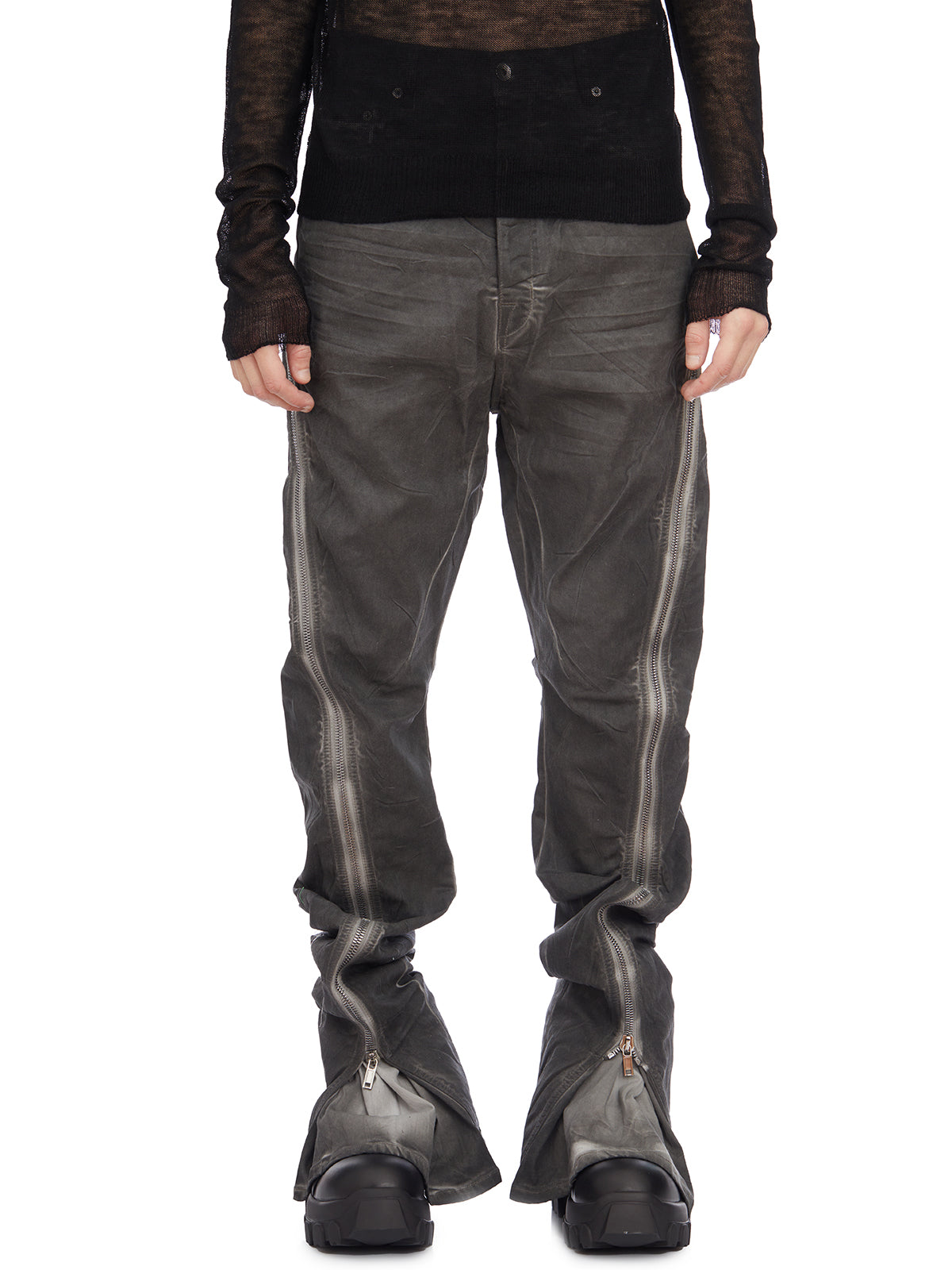 RICK OWENS Men's Gray Cotton Denim Pants for SS24 Season