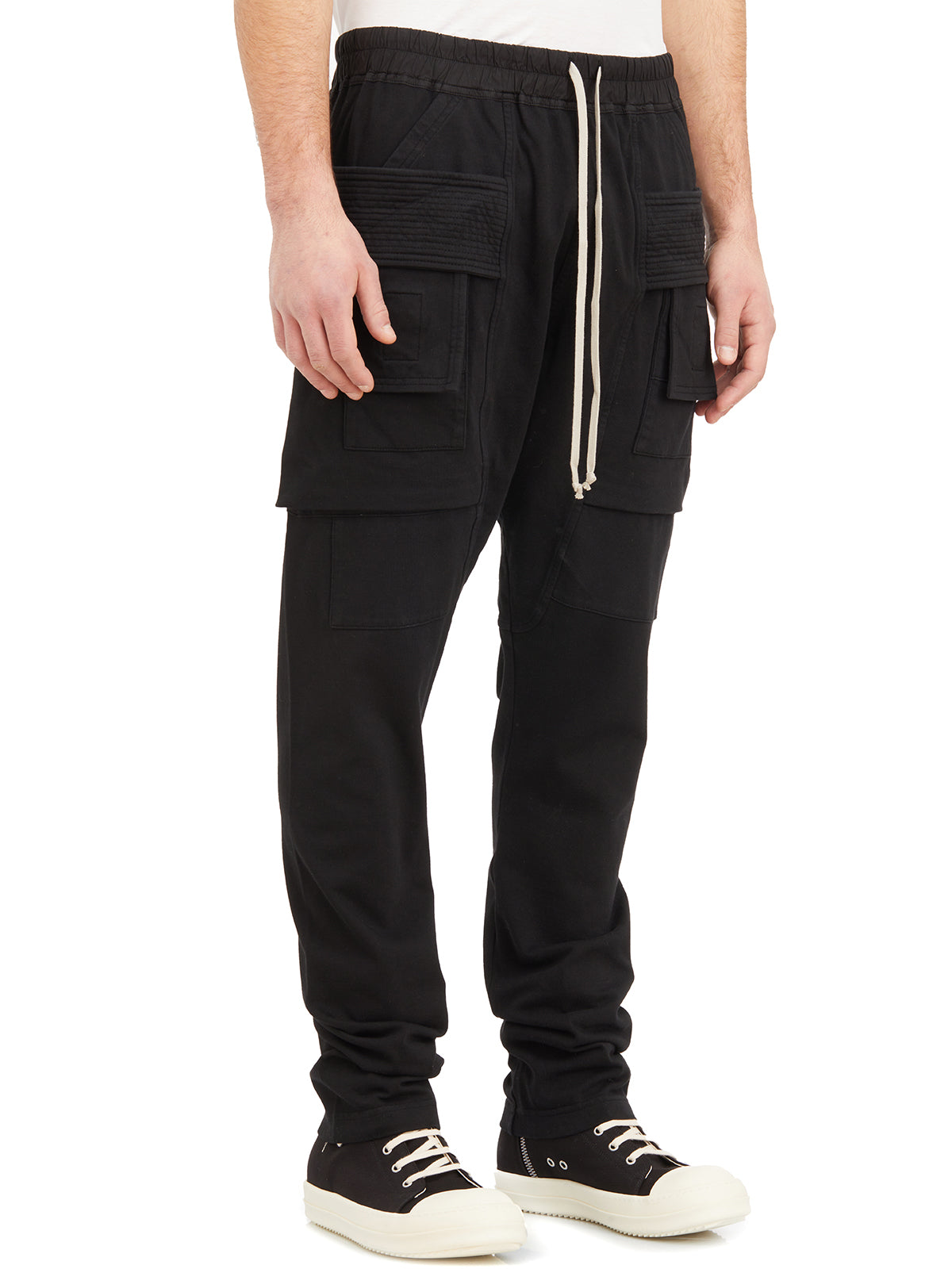 DRKSHDW Men's Black Cargo Pants with Adjustable Waist and Multiple Pockets for SS24