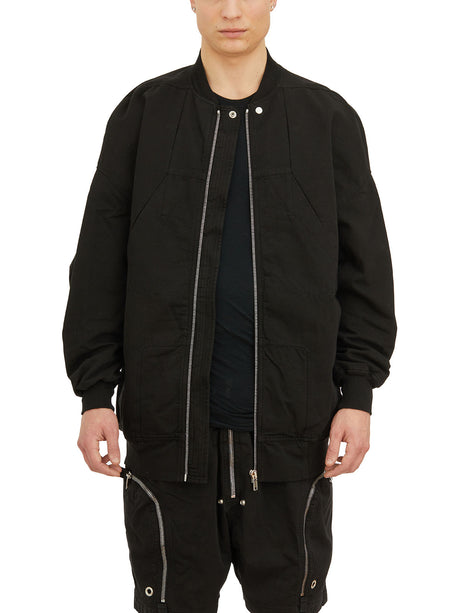 DRKSHDW Men's Black Ribbed Cotton Hem Bomber Jacket for SS24 Season