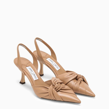JIMMY CHOO Biscuit-Coloured Leather Slingback Pumps for Women