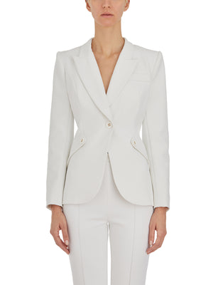ELISABETTA FRANCHI Ivory One-Button Monopetto Jacket for Women