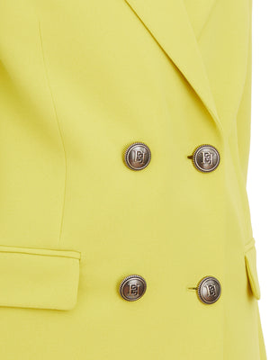 ELISABETTA FRANCHI Double-Breasted Peak Lapel Jacket in Yellow for Women - SS24 Collection