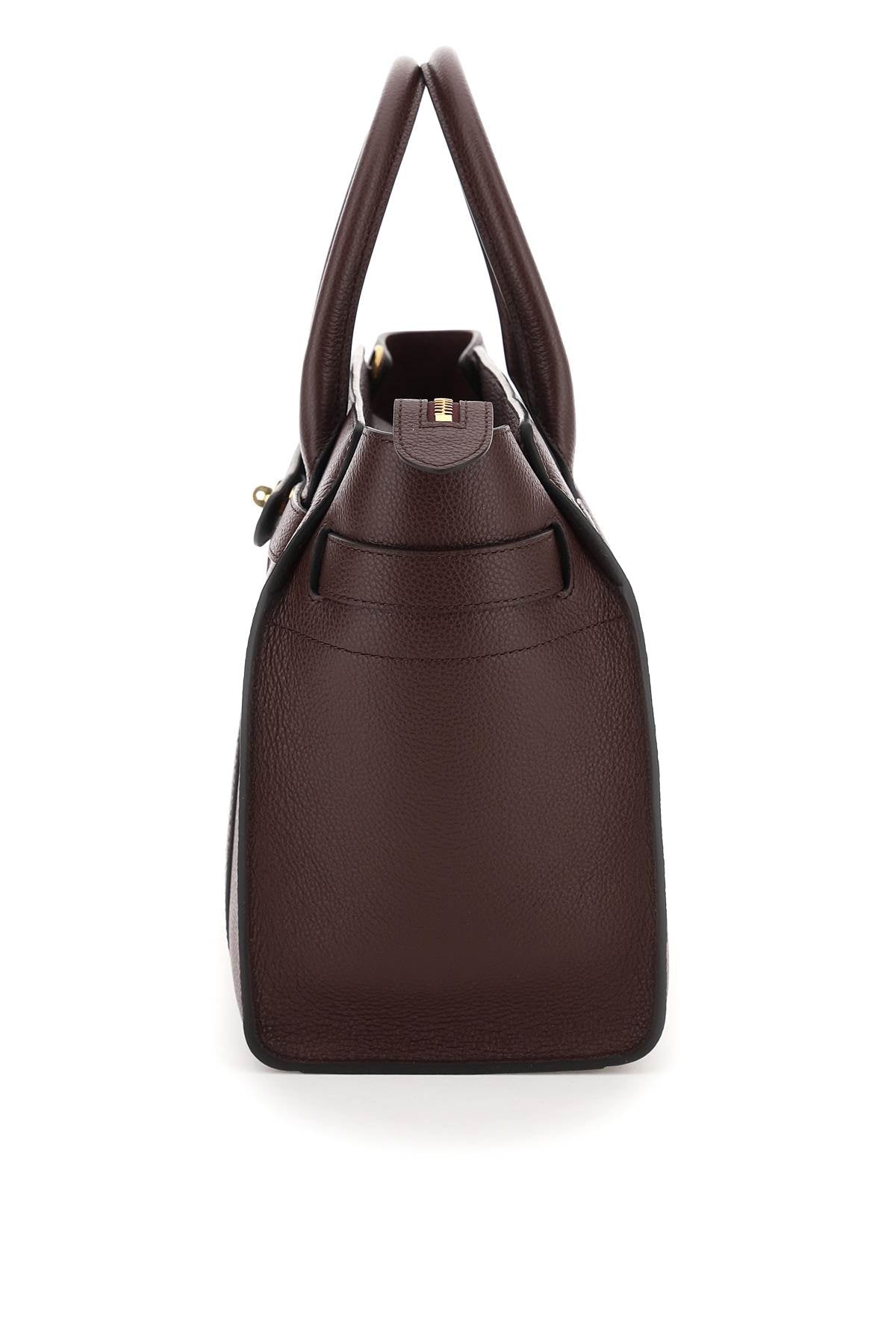 MULBERRY Red Grained Leather Handbag with Double Handle, Zip Closure, and Iconic Twist Lock for Women - SS24 Collection