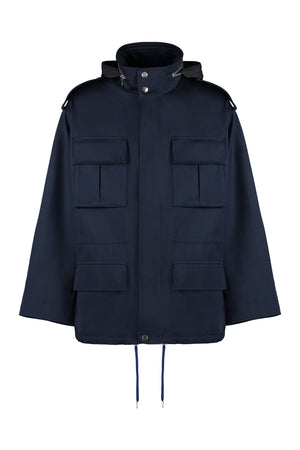 AMI PARIS Navy Canvas Mini-Parka Jacket for Men - SS23 Collection