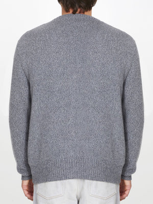 AMI PARIS Men's Grey Cashmere Crew Neck Cardigan for FW23