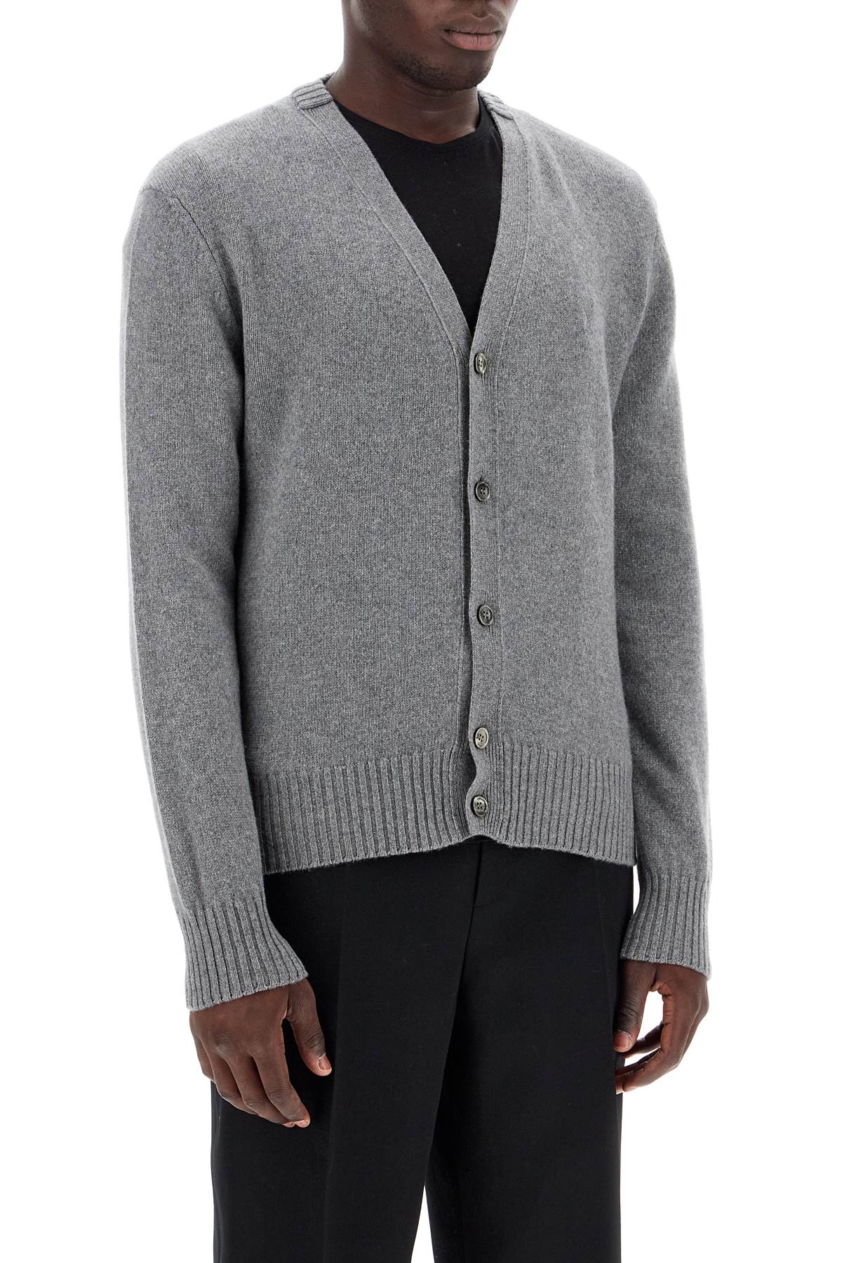 AMI PARIS Luxurious Cashmere Cardigan with Embroidered Logo