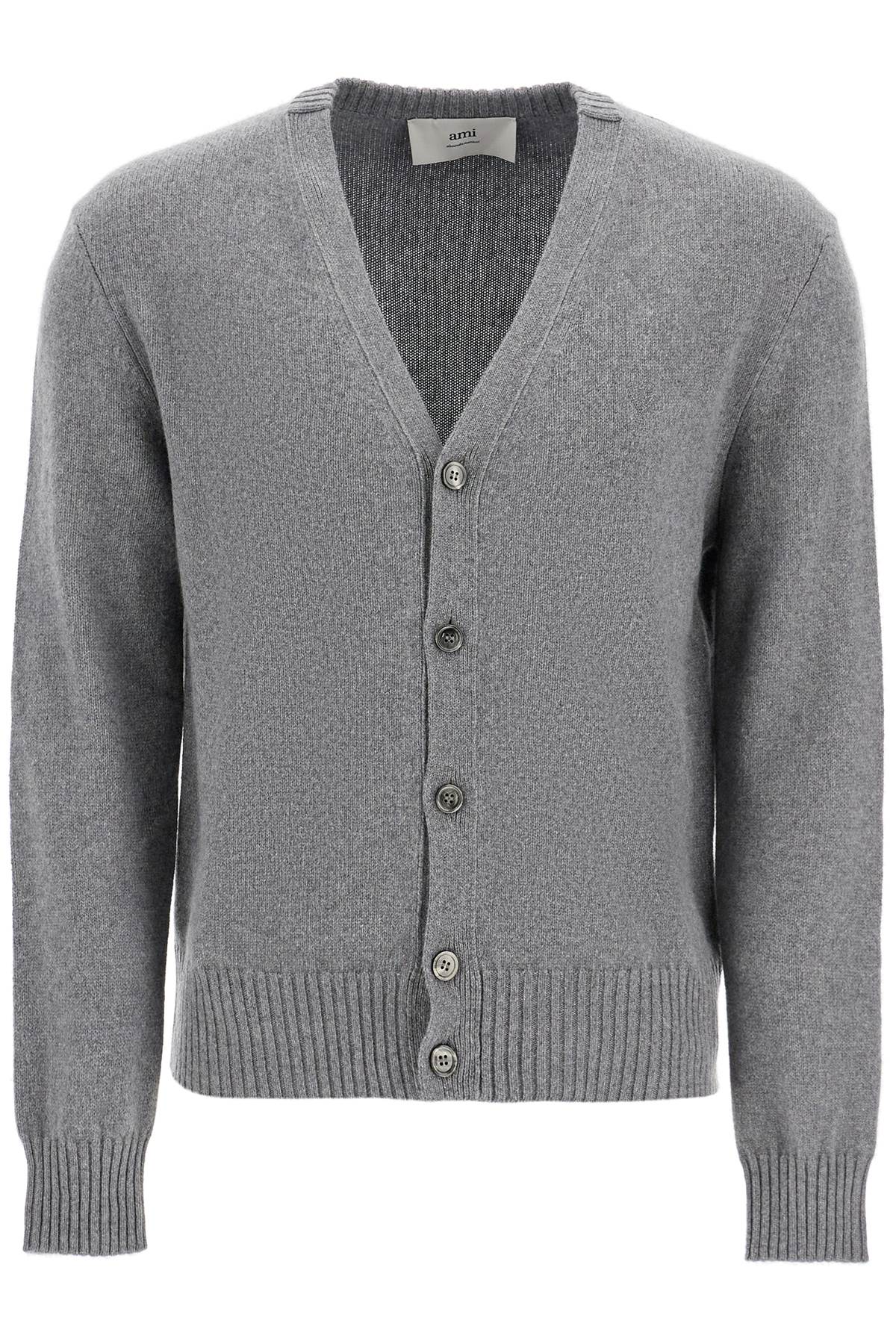 AMI PARIS Luxurious Cashmere Cardigan with Embroidered Logo