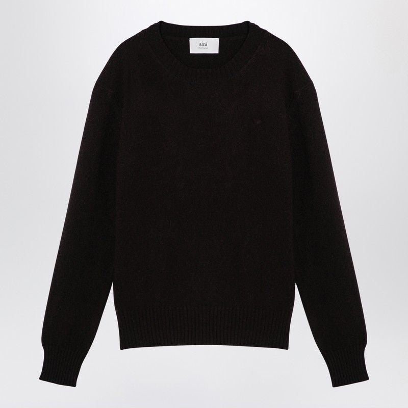 AMI PARIS Cashmere Crewneck Sweater with Embroidered Logo