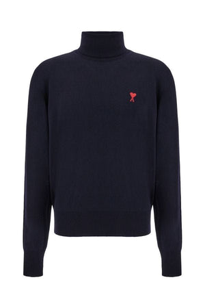 AMI PARIS Midnight Blue Heart Emblem Turtleneck