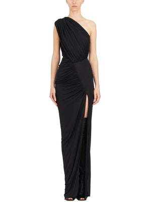 RICKOWENSLILIES Black Hera Gown - Long, One Shoulder with Side Slit