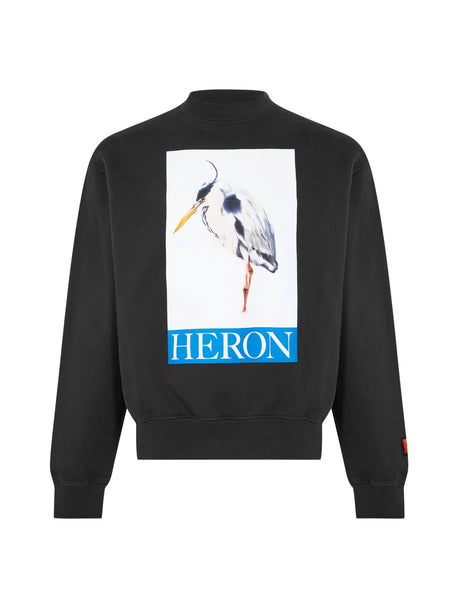 HERON PRESTON Heron Bird Painted Crewneck Sweatshirt - Men’s Fashion Essential