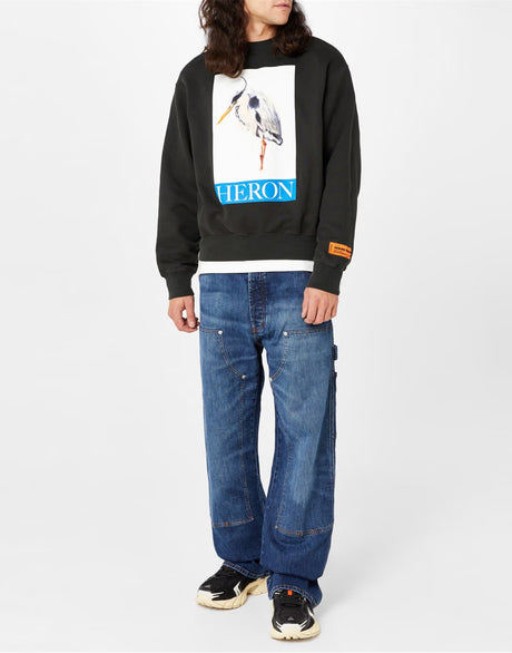 HERON PRESTON Heron Bird Painted Crewneck Sweatshirt - Men’s Fashion Essential