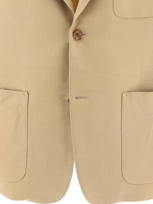 Áo Blazer len cừu màu be dáng đơn dành cho nam SS24