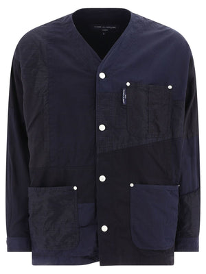 COMME DES GARÇONS HOMME PLUS Navy Patchwork Jacket for Men - 70% Cotton 30% Linen