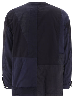 COMME DES GARÇONS HOMME PLUS Navy Patchwork Jacket for Men - 70% Cotton 30% Linen