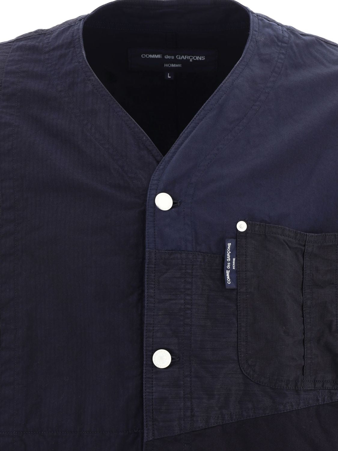 COMME DES GARÇONS HOMME PLUS Navy Patchwork Jacket for Men - 70% Cotton 30% Linen
