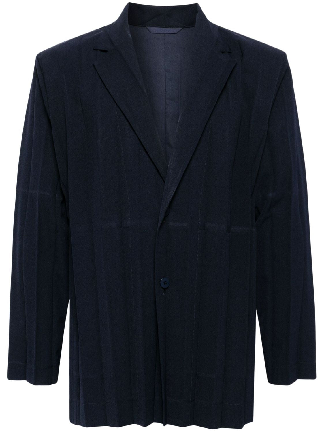 HOMME PLISSE Midnight Blue Pleated Blazer for Men - HP46FD285