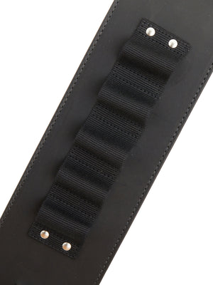 RICK OWENS Men's Black Rigid Belt with Adjustable Cinch Strap and Brass Rivet Details