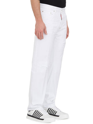 DSQUARED2 Classic White Cotton Jeans for Men - Regular Fit with 5 Pockets and Belt Loops [SS24]