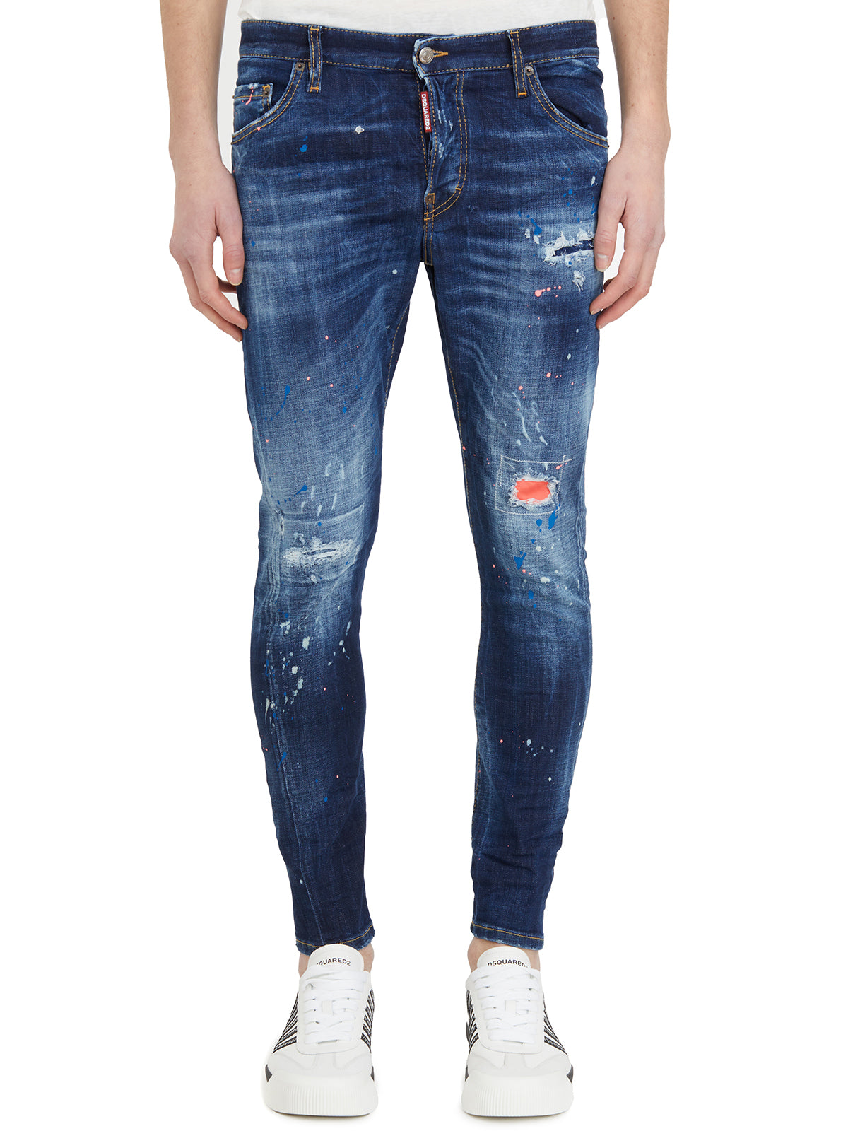 DSQUARED2 Blue Denim Stretch Jeans for Men with 5 Pockets and Waist Loops