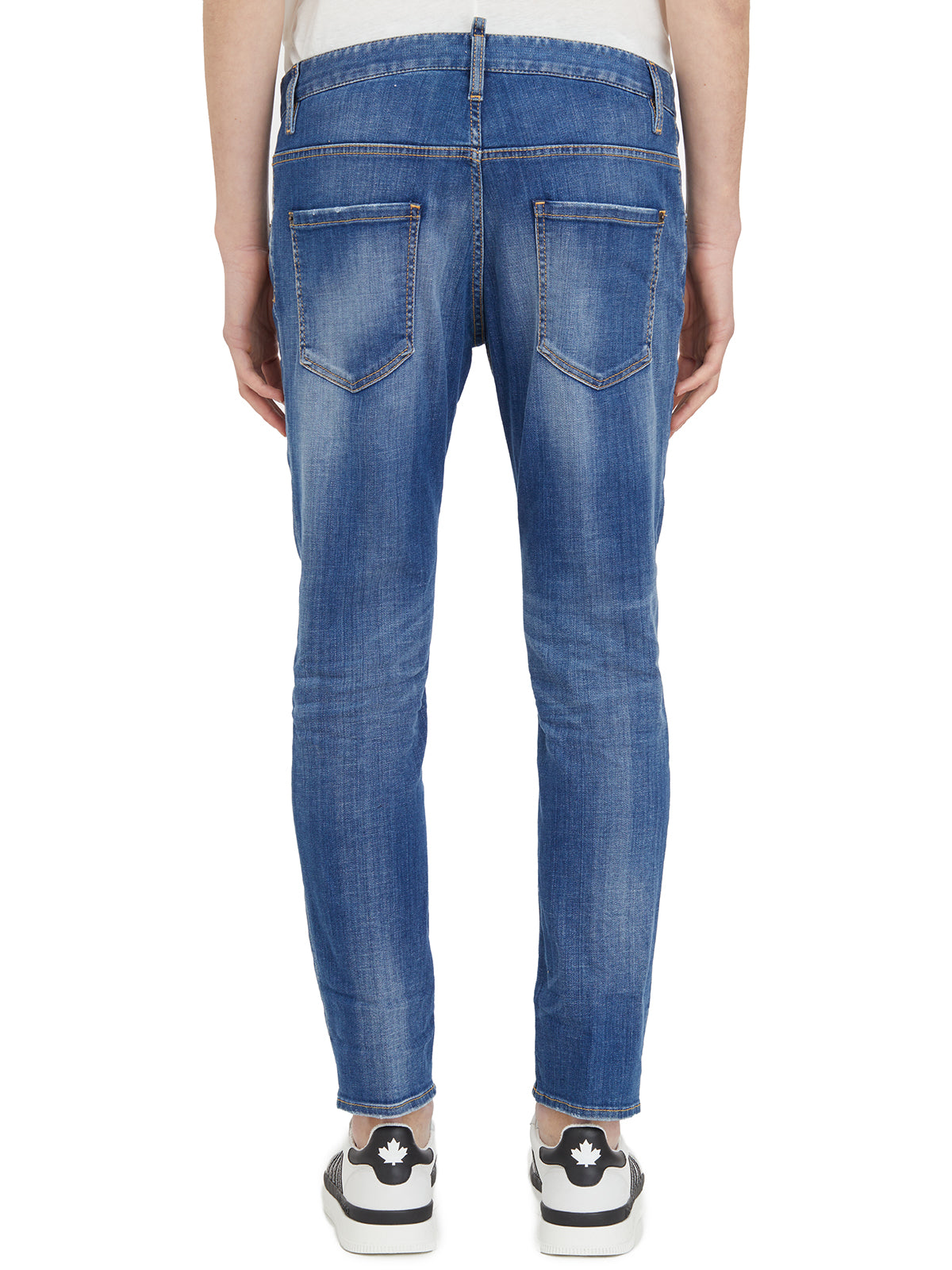 Quần jeans chẻ mini màu xanh denim