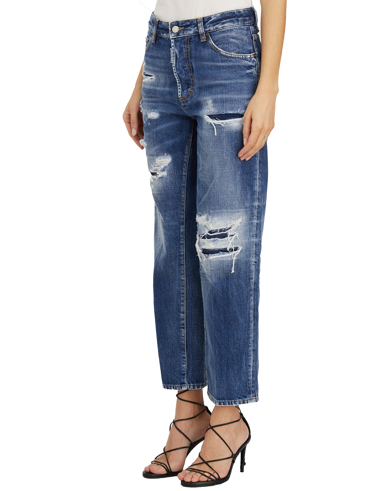 DSQUARED2 Cropped 5-Pocket Denim Jeans with Waist Loops for Women SS24