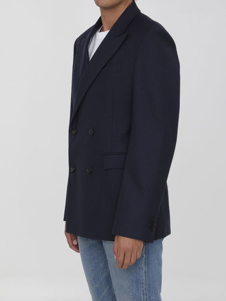 LOEWE Men's Wool Double-Breasted Jacket - Regular Fit