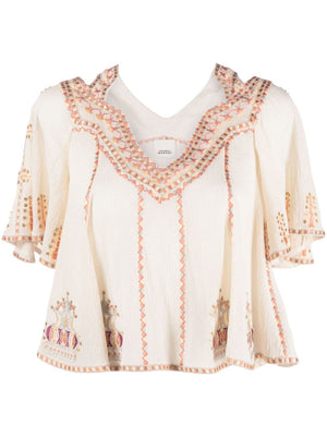 ISABEL MARANT Colorful Embroidered V-Neck Blouse for Women - Perfect for All Occasions