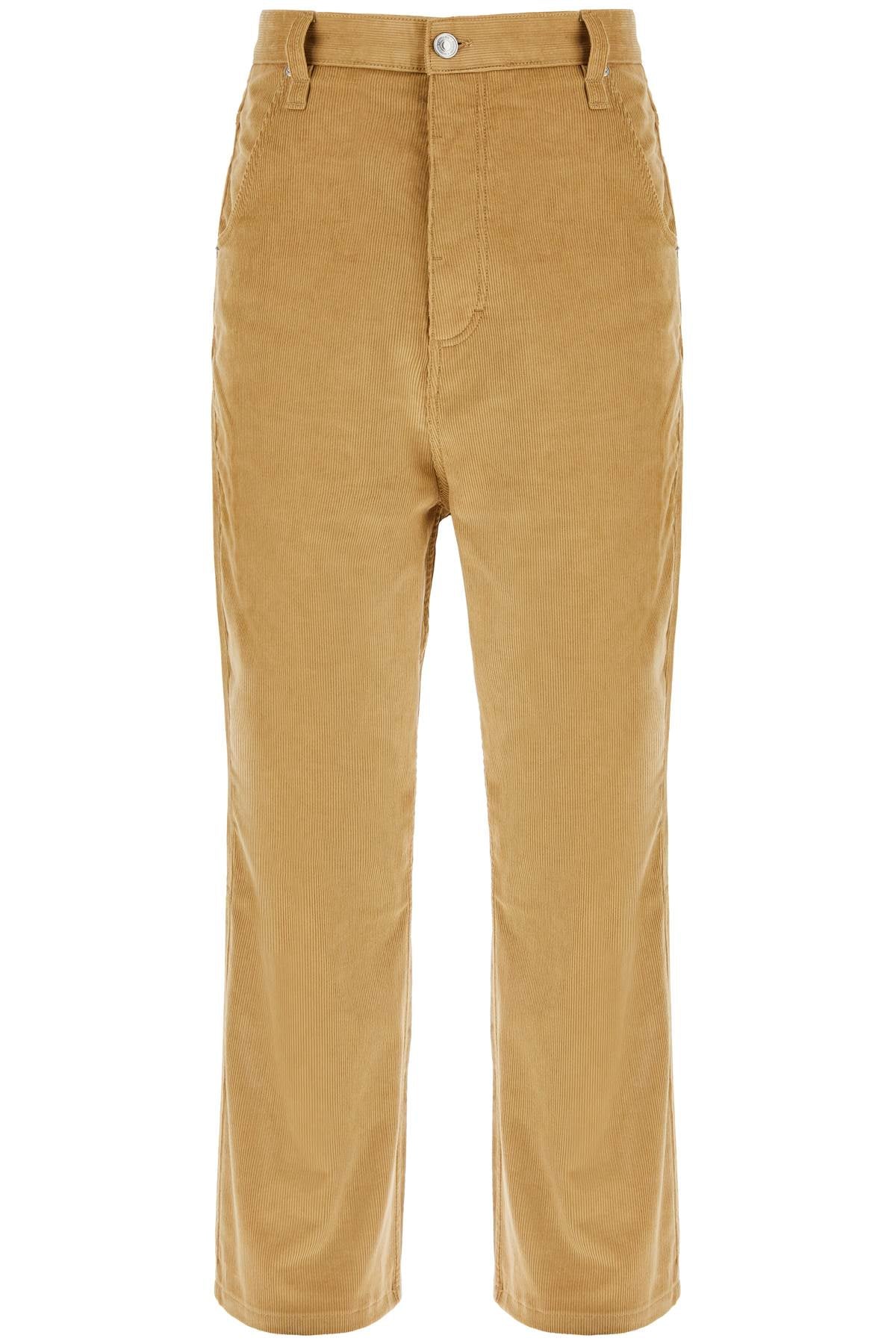 AMI PARIS Luxurious Beige Corduroy Baggy Pants