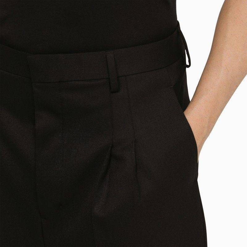 AMI PARIS Men's Black Wool Trousers for SS24