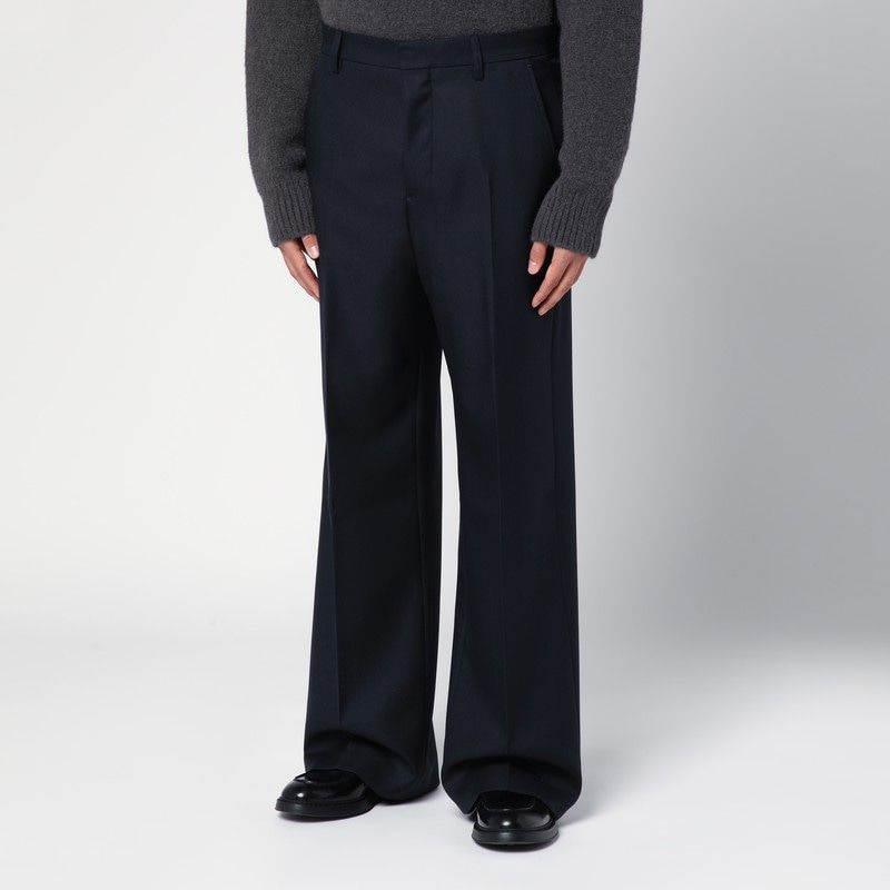 AMI PARIS Navy Blue Wide-Leg Trousers