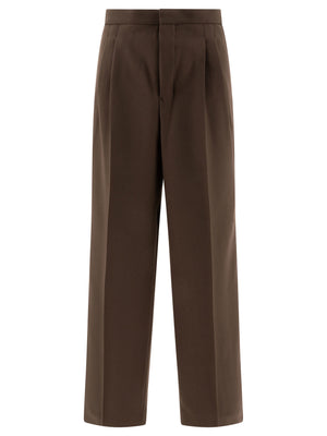 AMI PARIS Men's Relaxed Fit Wool Gabardine Trousers - Fall/Winter 2024