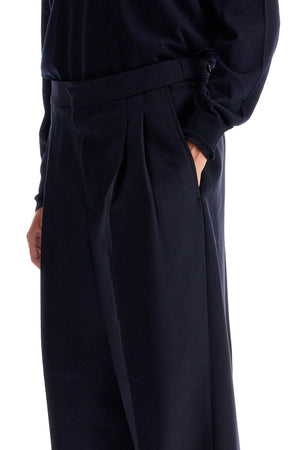 AMI PARIS Elegant Large Fit Wool Trousers with Pleats