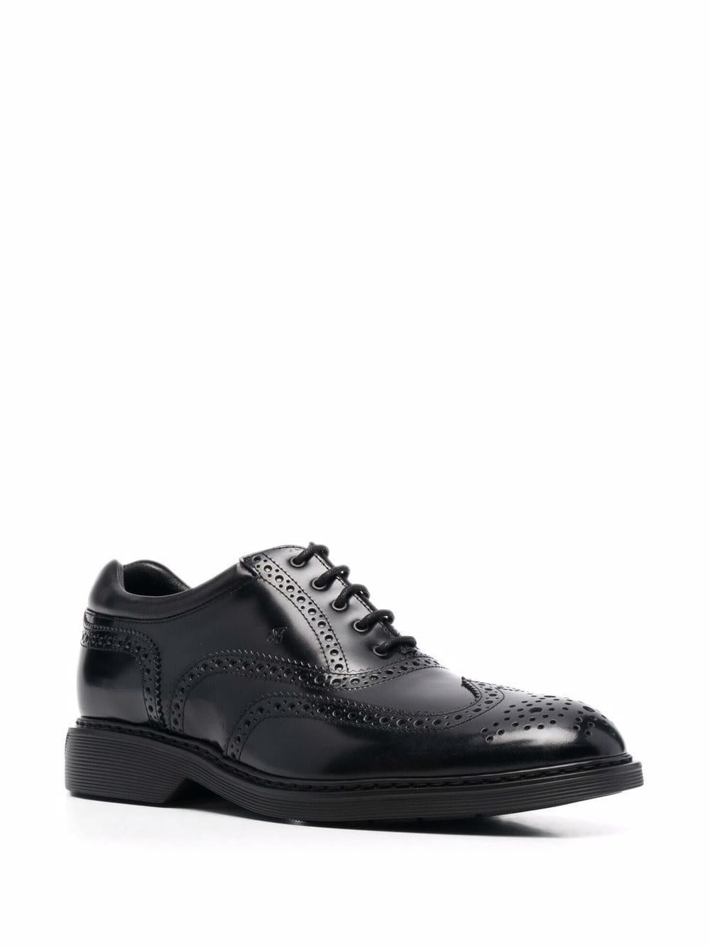 HOGAN Men's Black Leather Lace-up Moccasins for SS24