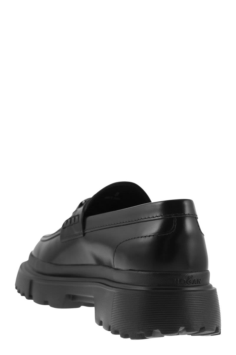 HOGAN Men's Black Leather Moccasins - FW23 Collection