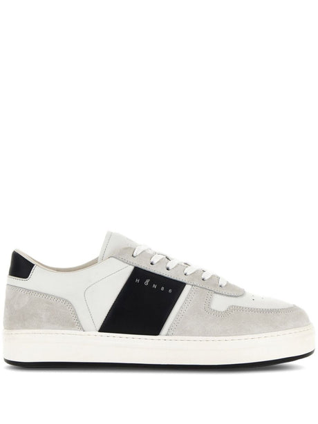 HOGAN Urban Luxe Leather Sneakers in White & Black