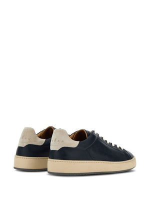 HOGAN Men's Elegant Leather Sneakers - Navy Blue with Suede Accents