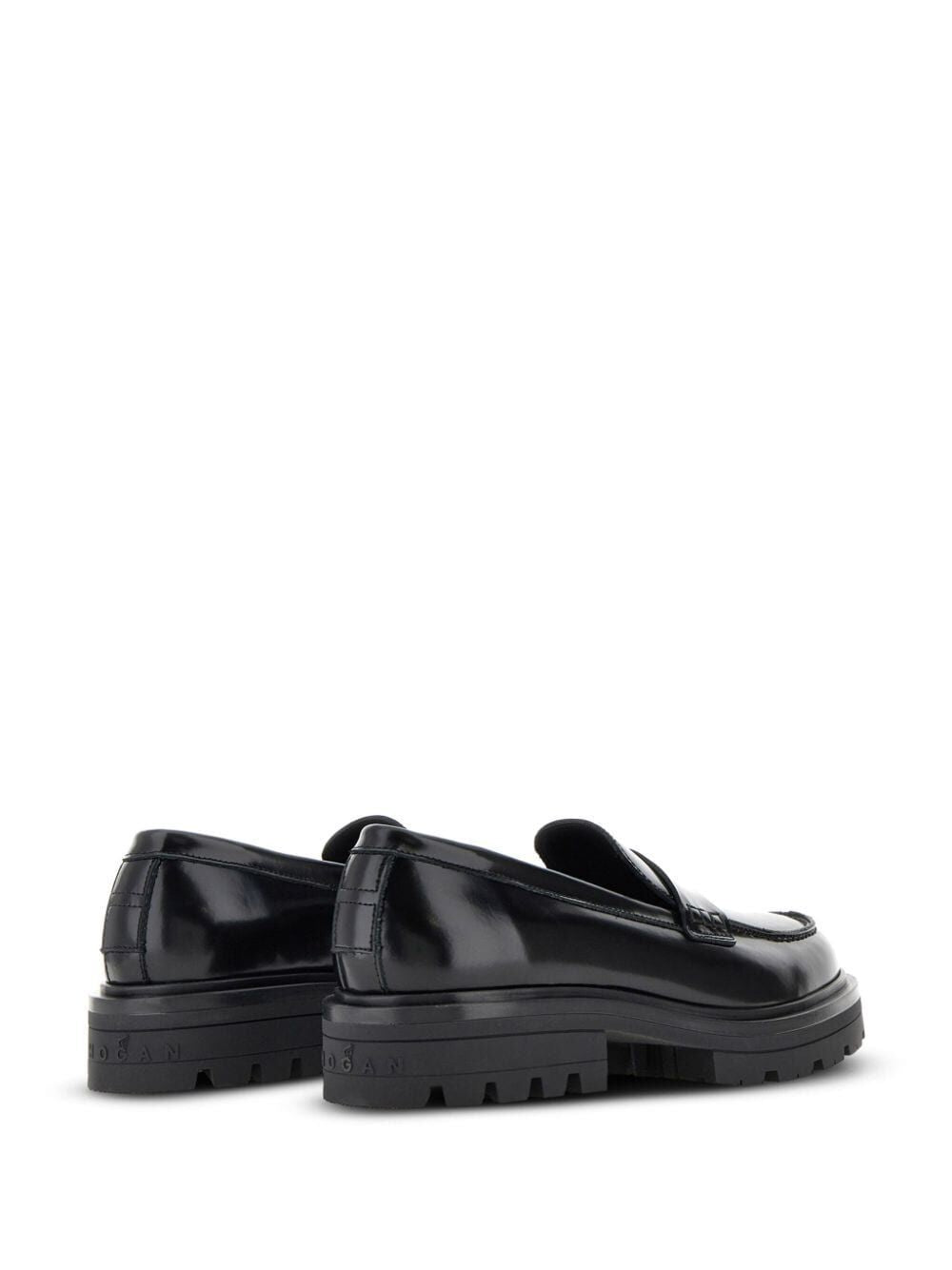 HOGAN Elegant Black Leather Moccasins