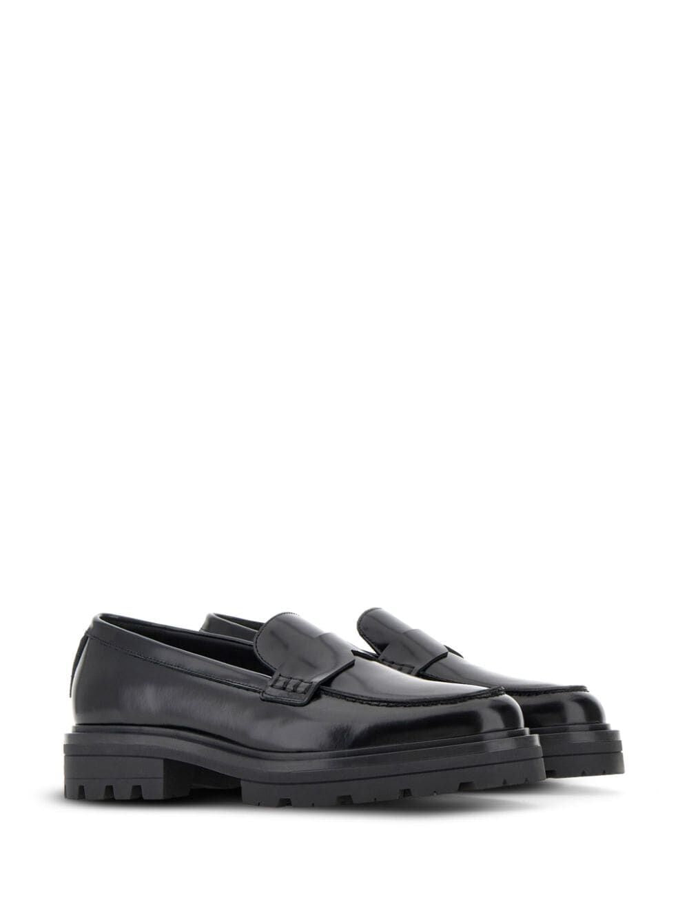 HOGAN Elegant Black Leather Moccasins