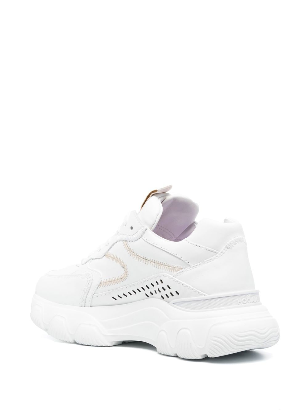 HOGAN White Leather Sneakers with Perforations and Embossed Logo for Women - SS23 Collection