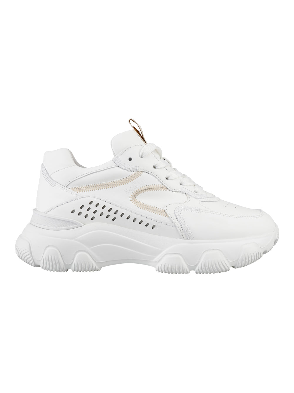 HOGAN White Leather Sneakers with Perforations and Embossed Logo for Women - SS23 Collection