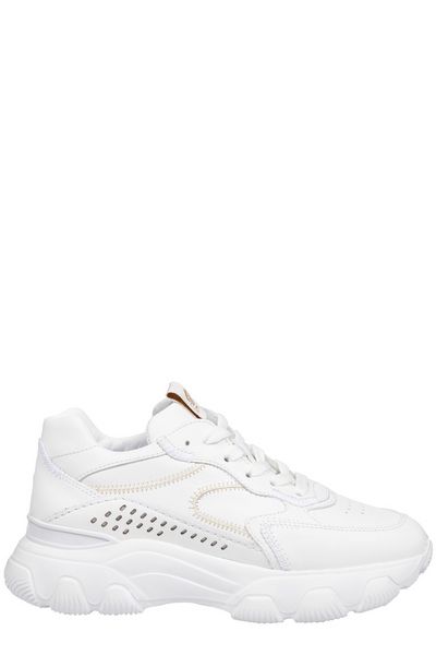 HOGAN White Leather Sneakers with Perforations and Embossed Logo for Women - SS23 Collection