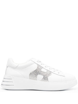 HOGAN Rebel Chic Rhinestone Leather Sneakers