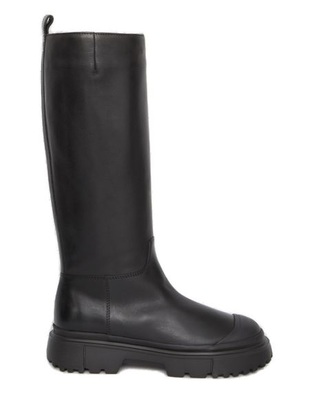 HOGAN Stylish Black Leather Knee-Length Boots for Women