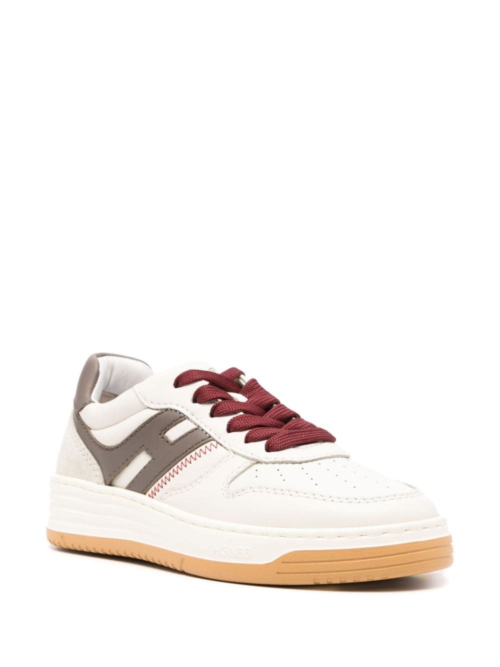 HOGAN Tri-Color Leather Sneakers with Decorative Stitching