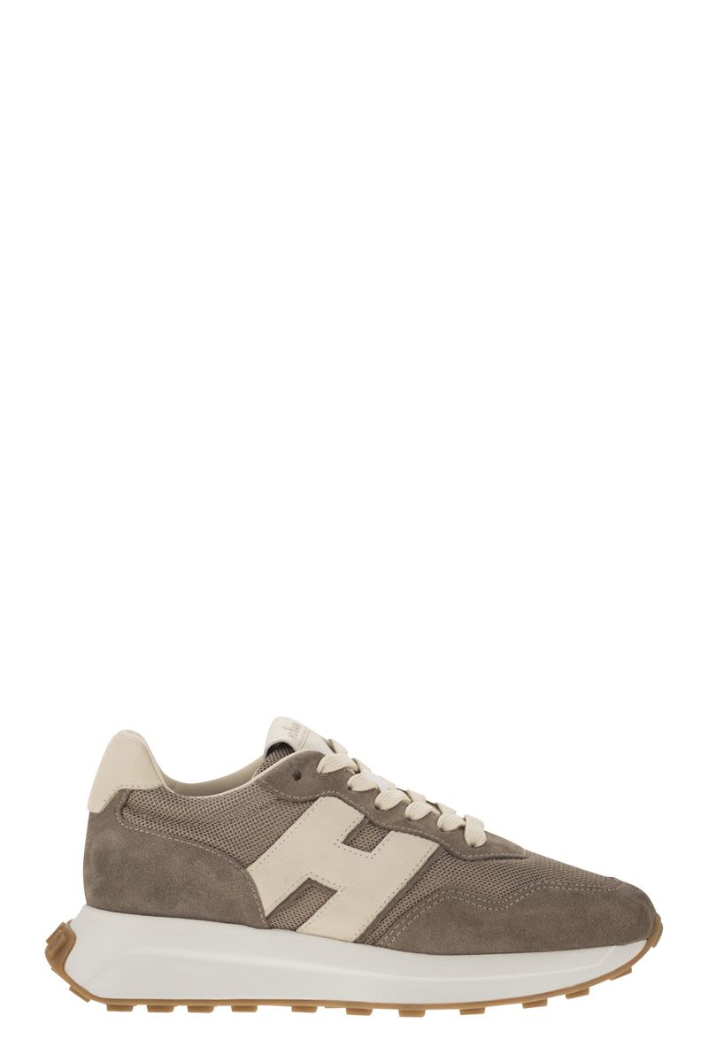 HOGAN Retro-Inspired Leather and Canvas Women's Trainers - 5 cm Height